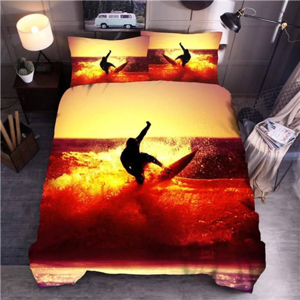 Luxury Sunset Surfing For Teens Boys Girls Adults Kid Gift Duvet Cover Summer Beach Theme For Bedroom Decoration Queen King Size