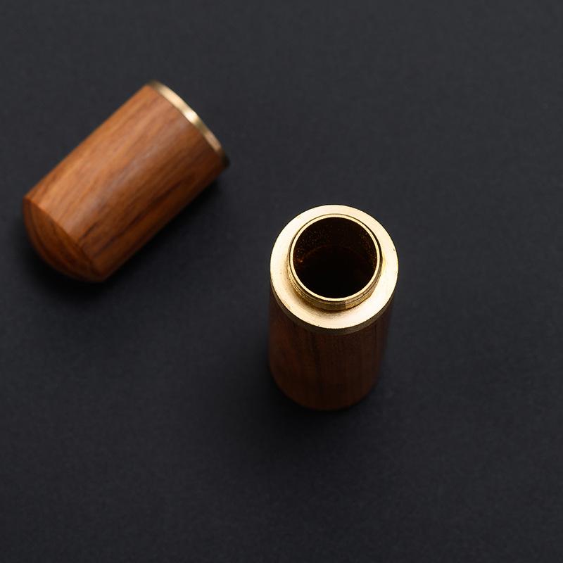 Wooden Toothpick Holder Pearwood Wood Capsule Bucket Box Hiking Portable Toothpick Needle Case Handmade Ebony Storage Box