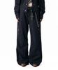 AAKAM Western Studded Denim Pants (Dark Blue)