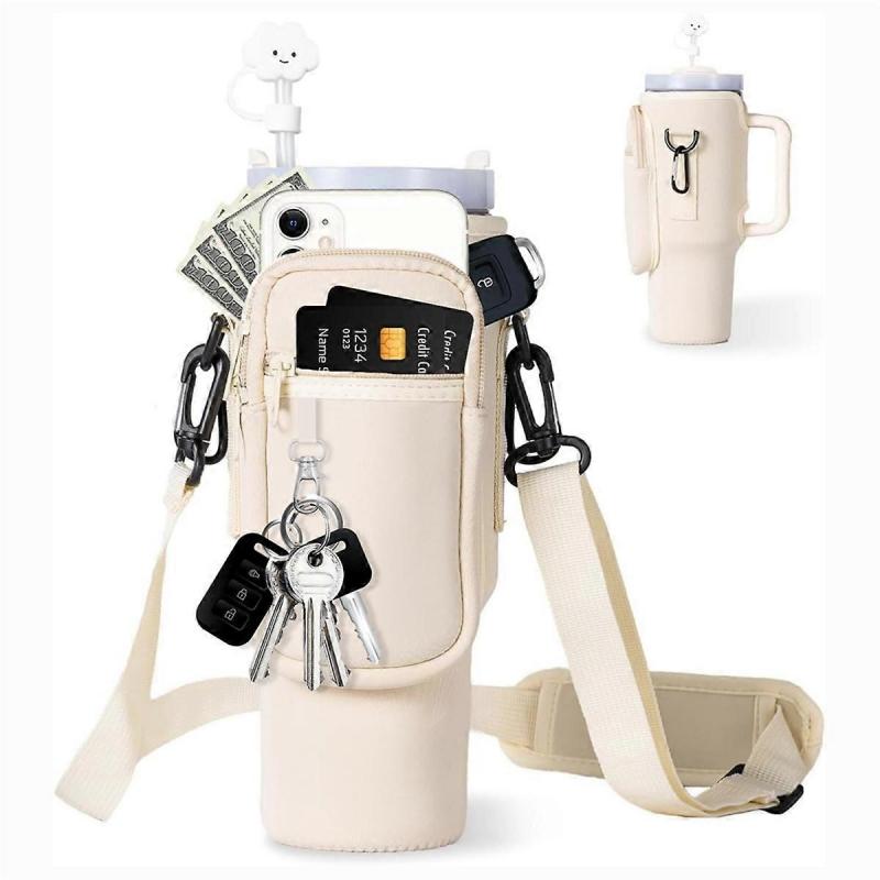 40oz Ice Cup Holder Thermal Bottle Holder Cup Bag Water Bottle Bag Customized Cup Holder Crossbody Cup Bag Pink