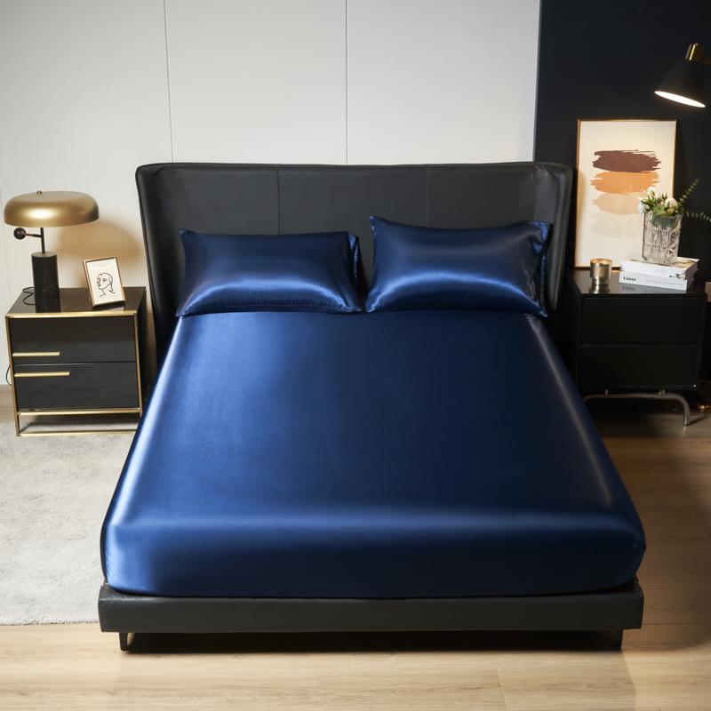 Smooth Fitted Bed Sheet Summer Bed Cover Twin/Full/Queen/King Size Bedsheets Silky Mattress Protector (Pillowcase Need Order)