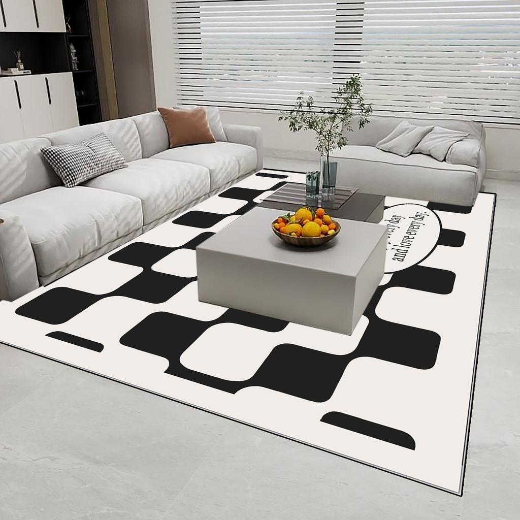 Black White Plaid Carpet for Living Room Modern Beige Soft Large Area Rug Home Decoration Bedroom Floor Mat