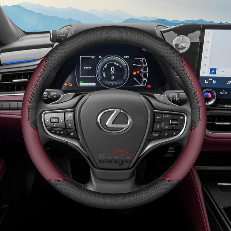 37-38cm Nappa Leather Two-tone Sporty Car Steering Wheel Cover Fits Lexus RX ES LX GX LS TX GS Car Interior Accessories