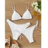 Women Sexy Three Piece Bikini Set Solid Color Swimwear