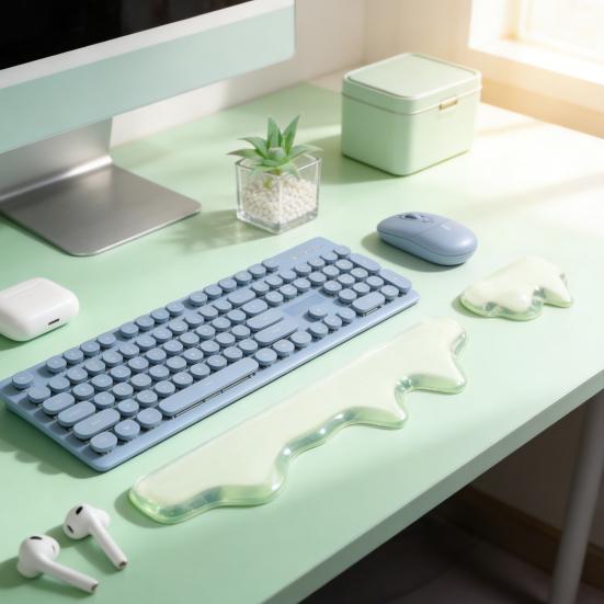 2 Adet Jel Bilek Desteği Seti Şeffaf Bilek Pedi Klavye için Fare Bilek Desteği ile Ergonomik El Bileği Destek Pedi Bilgisayar Dizüstü Bilgisayar Ofis Oyun için