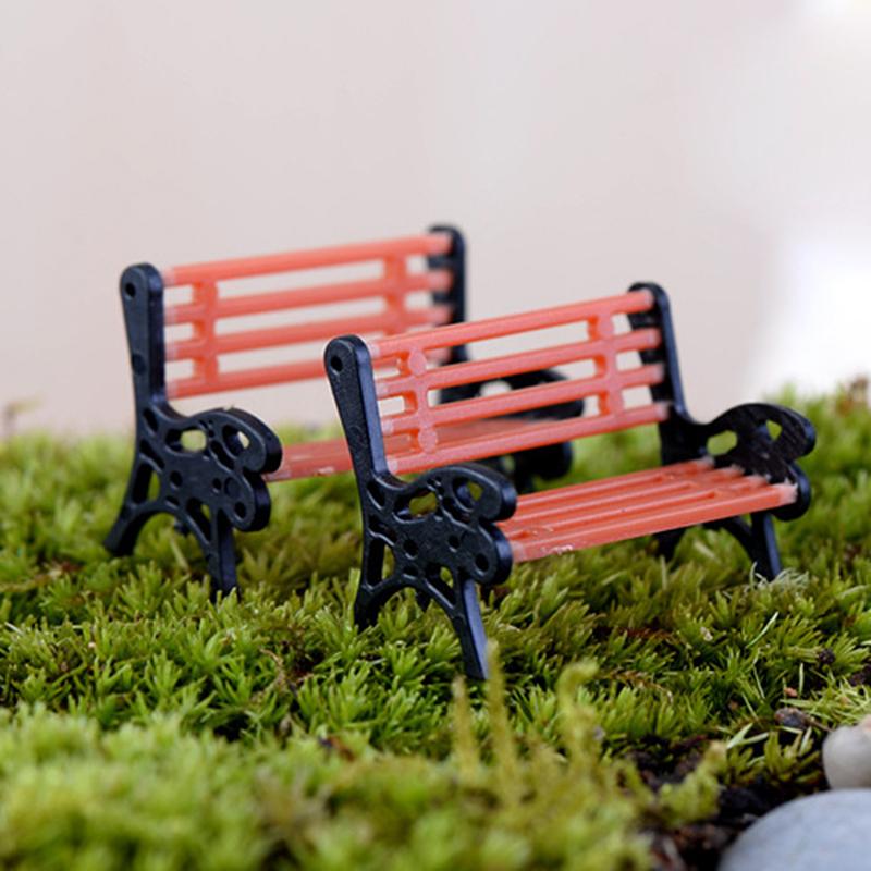 2 ks Mini záhradná ozdoba Miniatúrny parkový sedací lavička Mikro krajinná dekorácia