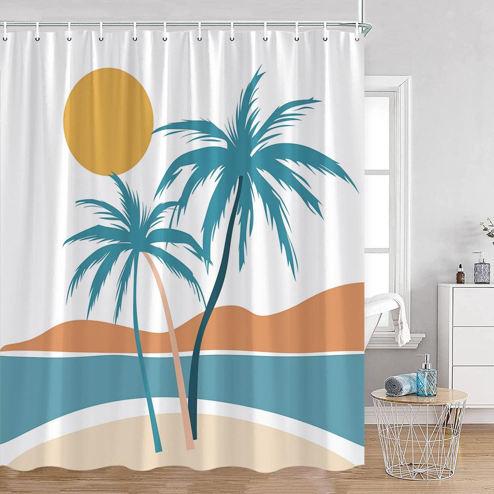 Tende da Doccia Geometriche Astratte Decorazioni Bagno Minimaliste Nordiche di Metà Secolo Tenda da Bagno Moderna in Poliestere con Ganci