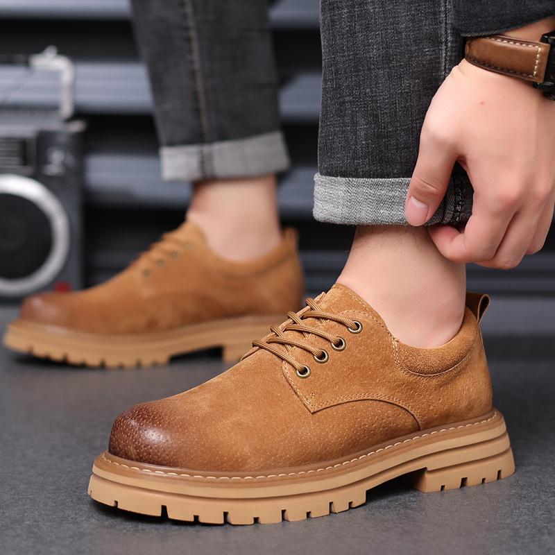 Mode Herren Klassische Retro Arbeitsschuhe Dicke Sohle Wildleder Echtes Leder Herren Britischer Stil Schnürschuhe Freizeit Herren