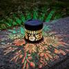 Solar Lights Outdoor Decorative Solar Powered Garden Lights with Intelligent Sensor Waterproof Metal Hollow Pattern Deck Step Wall Lights for