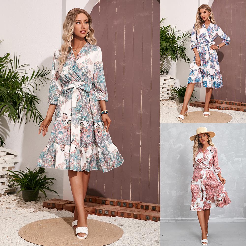 Damen Sommer Neuestes Bedrucktes Kurzarmkleid