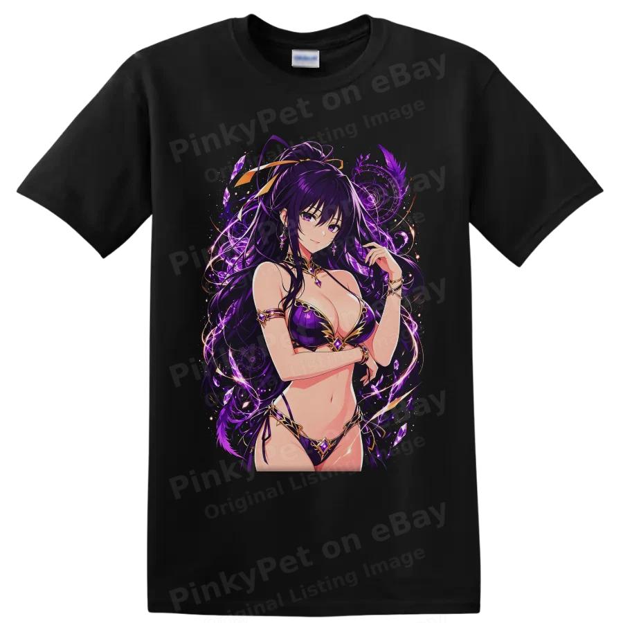 Anime Waifu T Shirt Purple Magic Girl Fantasy Art Graphic Illustration Tee Gift