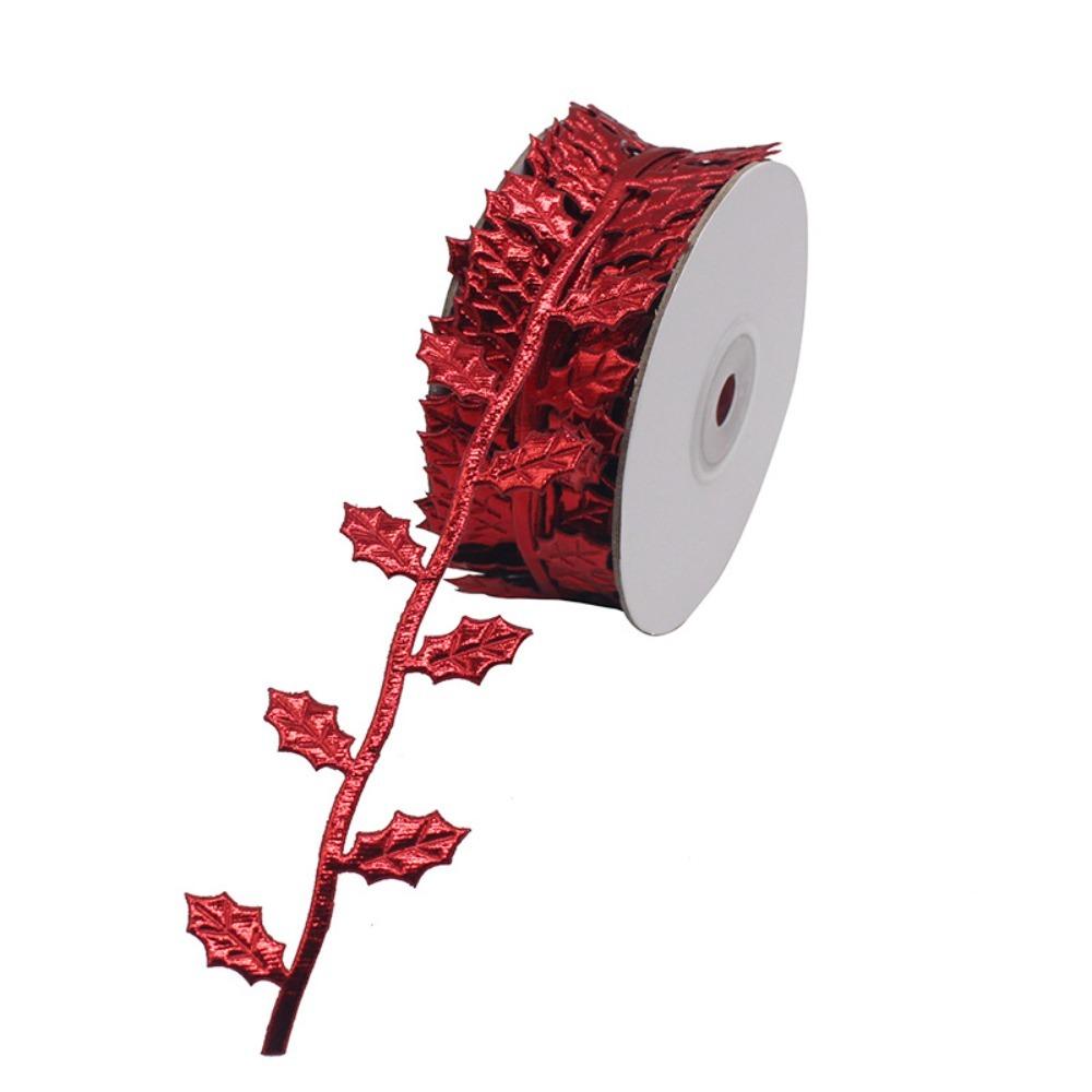Ultrasonic Cut Maple Leaf Ribbon 10M Length Foliage Ribbon Satin Ribbon Christmas Decor