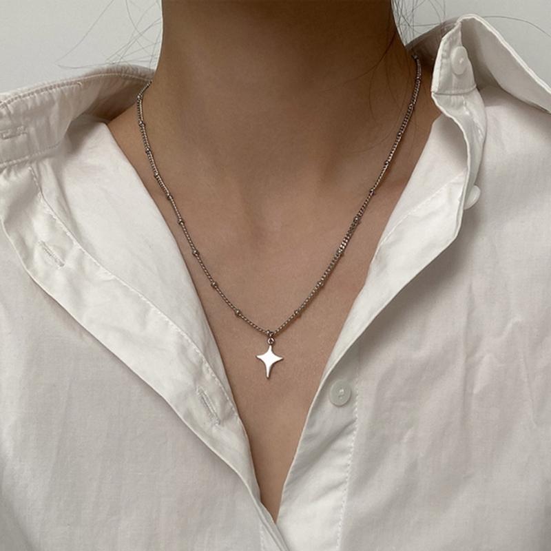Star Pendant Necklaces Four-pointed Star Chokers Necklaces Hot Girl Women Y2k Jewelry Alloy Material Party Accessories