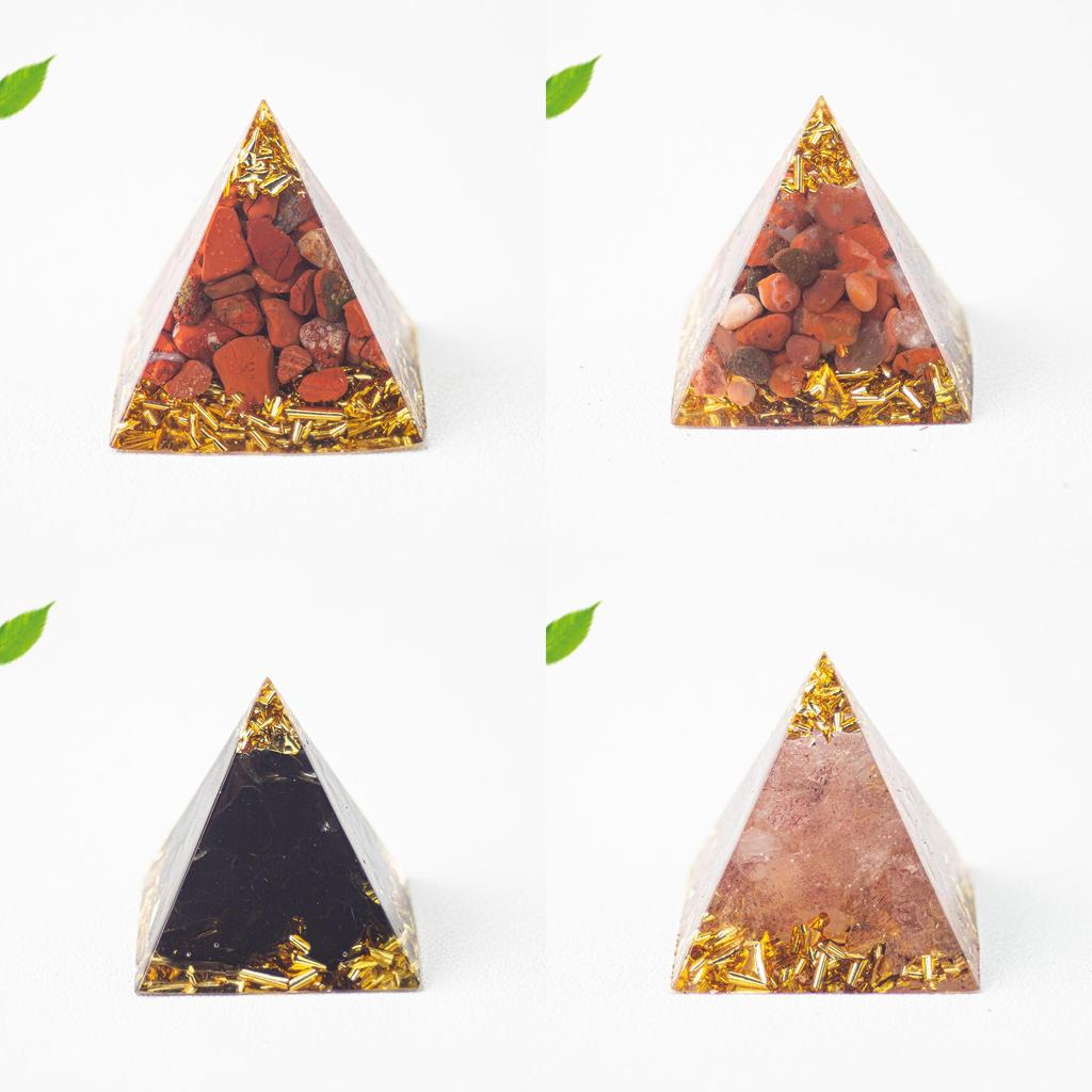 Crystal Resin Pyramid Figurine With Natural Waterdrop Crystals For Gift Giving And Home Decor