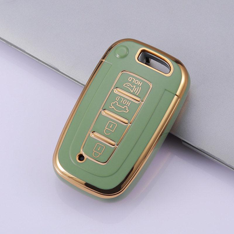 Kia & Beijing Hyundai Sonata 8 Gold-Edge 4-Button Key Case Cover
