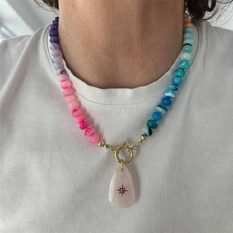Elegant Handmade Flower Bead Necklace Multicolor Glass Beads Jewelry For Everyday Fashion Accessories