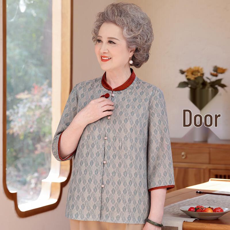 Women's Neo-Chinese Style Floral Summer Blouse for Seniors