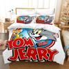 Set Biancheria da Letto Cartone Animato T-Tom Mouse e Gatto J-Jerry Copripiumino Set Letto Coperta Federa Piumone Matrimoniale Queen Size Bambini Adulti