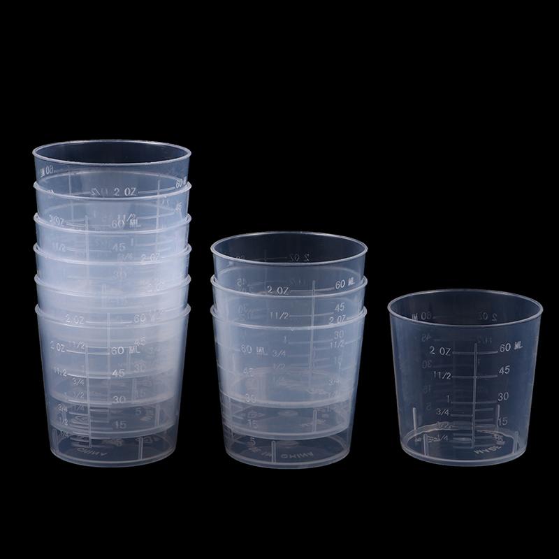 10 pezzi 60 ml di misurino graduato in plastica da laboratorio scala trasparente