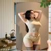 Hisun Tin Sign HD Metal Tin Sign Gorgeous Asian Model In Beige Crop Top Shorts Retro Metal Wall Art for Home Decor X Inch