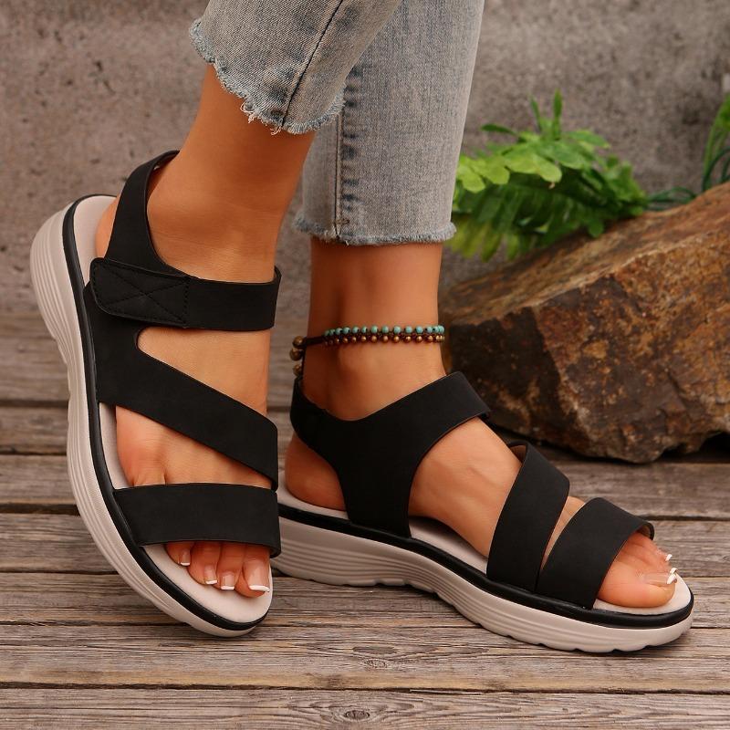 Damen Sandalen Freizeit 2026 Bequeme Weiche Schuhe Keil Plateau Sandalen Damen Retro Flaches Plateau Offene Zehen Outdoor Strandschuhe