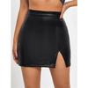 Damen Casual Open High Waist Paket Hüftreißverschluss Sexy Leder Halbkörperrock