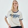 [mardimercredi] SLIM RINGER TSHIRT BRUSH LOGO CREAM NAVY