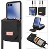 Stylish multi-card slot coin purse/phone case for Samsung Z Flip7, drop-proof, foldable, anti-lost, includes long crossbody strap.