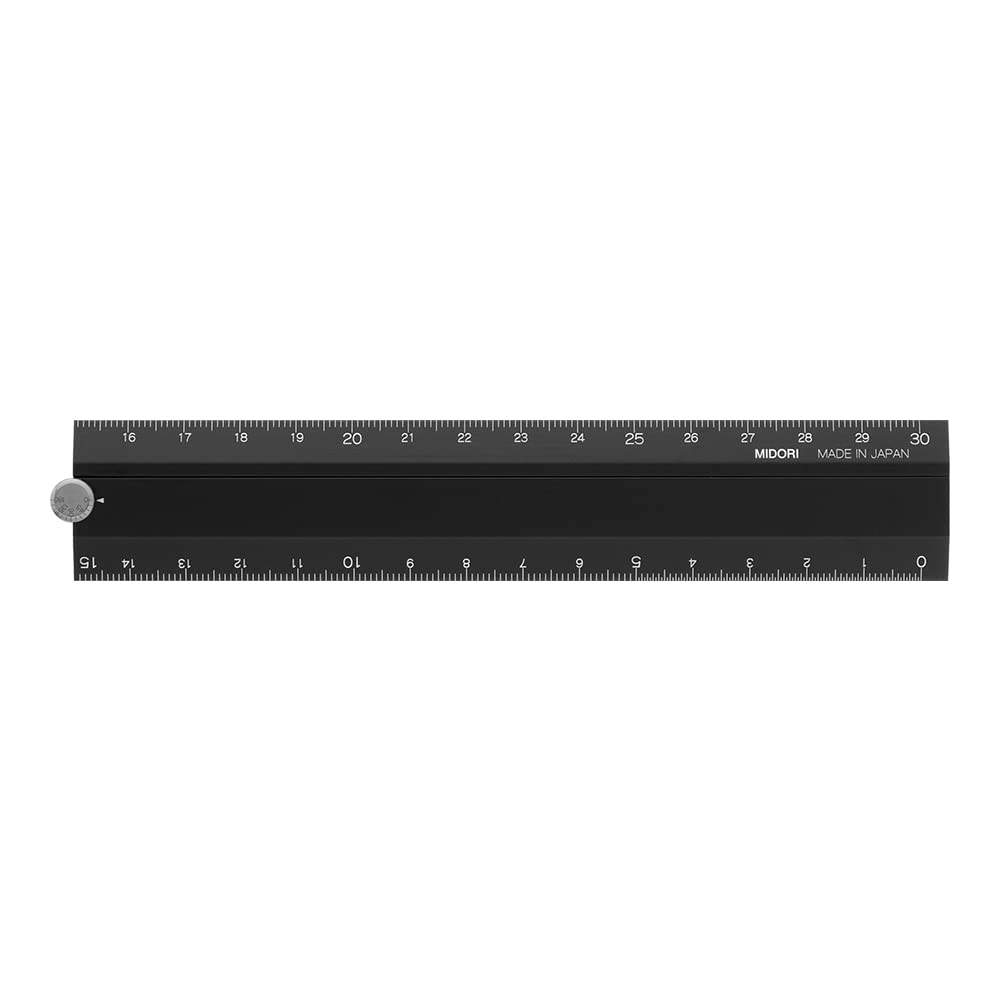 DESIGNPHIL Midori Aluminum Multi Ruler 30cm Black A 42286006 - Precise Measuring Tool