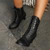 Mode Damenstiefel PU-Leder Bikerstiefel für Damen High Heel Spitzschuh Damen Neue Stiefel Plateauschuhe 2025 neu