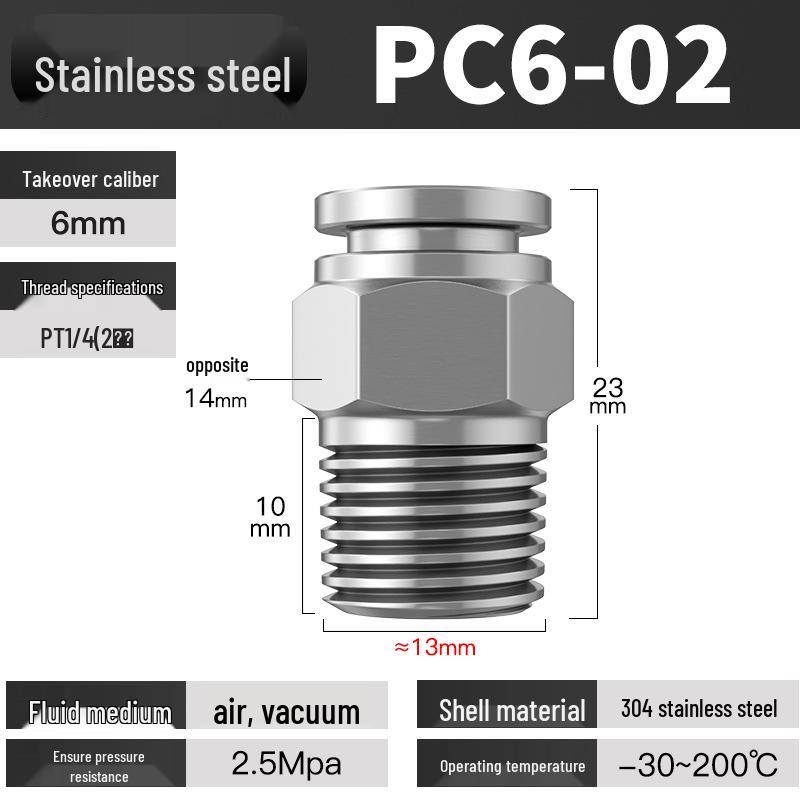 Edelstahl Pneumatischer Luftschlauch Schnellkupplung Winkelstück PC4-01/PL6/8/10/12 Verbinder