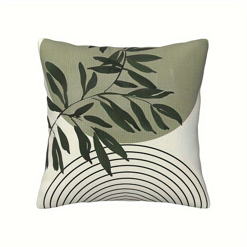 Bohemian povlak na polštář pro domácí dekoraci, minimalistický geometrický design s motivem listů a linek, měkký a pohodlný, potah na polštář na pohovku