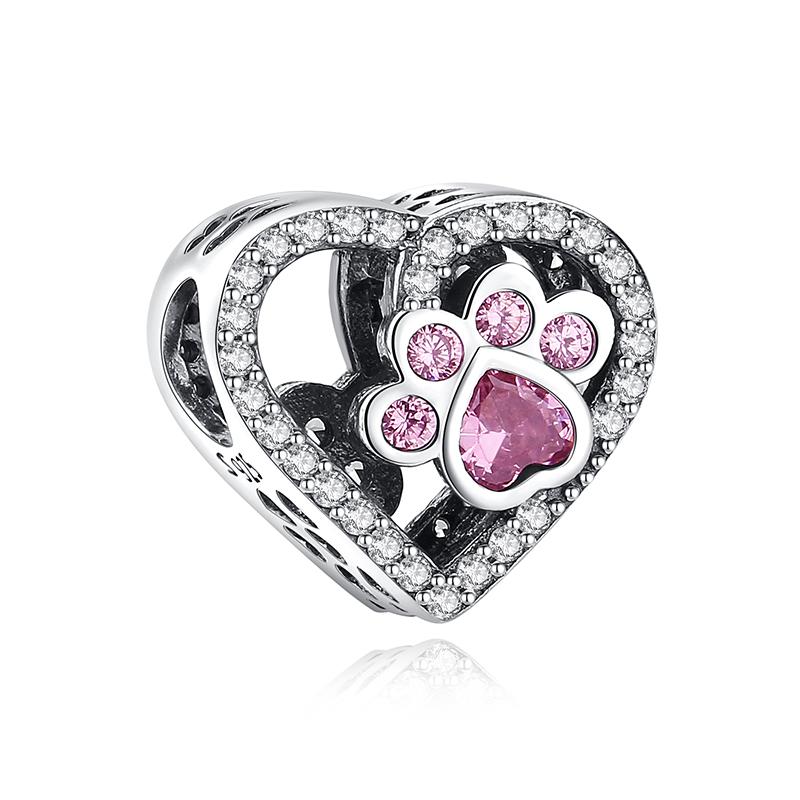 Original 925 Silver Charm Bead Love Dog Cat Paw Panda Firefly Pendant Charms Fit Bracelets Necklaces Women Jewelry