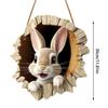 2025 Spring Easter Door Sign Reusable Cute Rabbit Animal Welcome Plaque Rustic Bunny Hanging Pendant for Holiday Front Door Wall