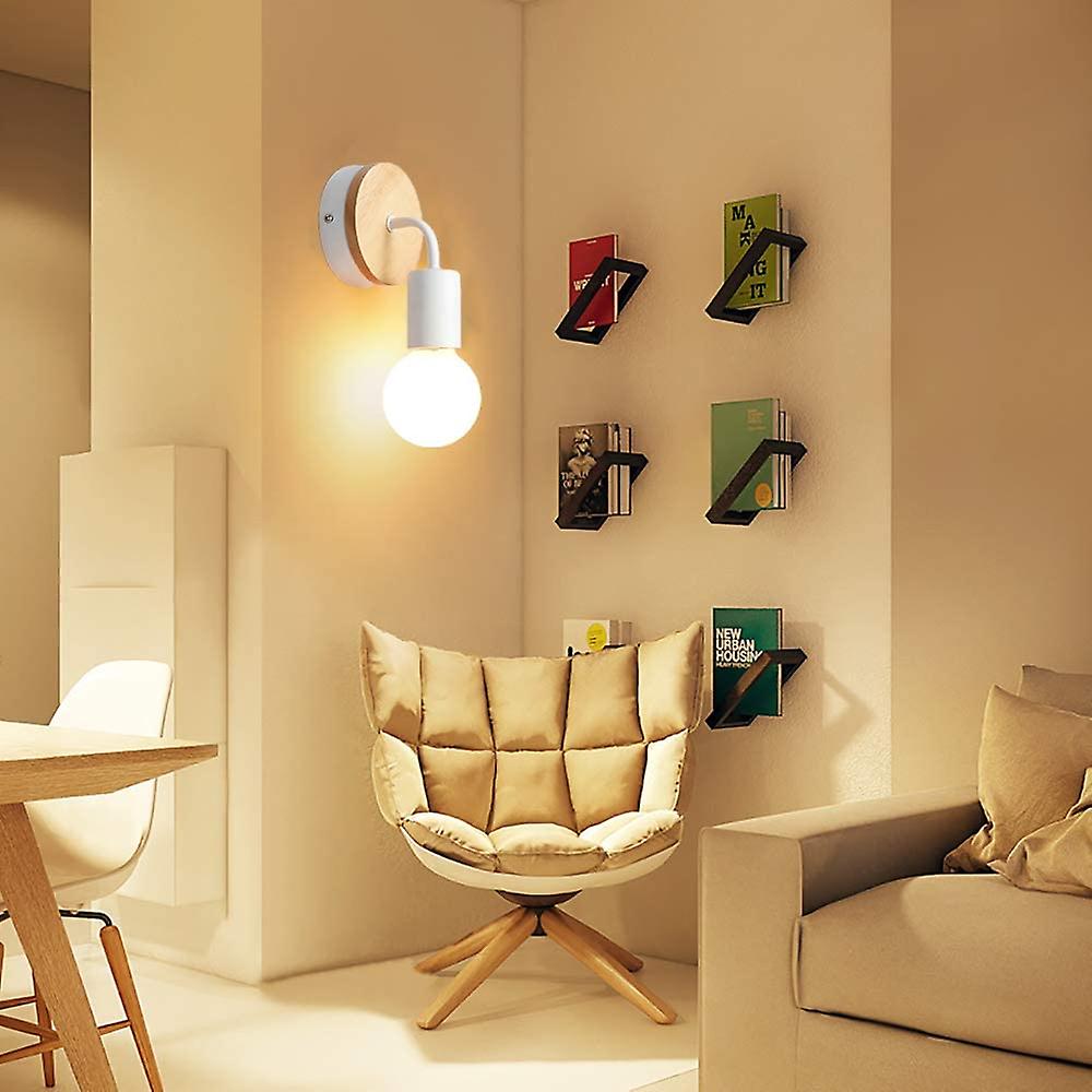 Modern E27 Edison Wall Lamp Contemporary Metal Loft Led Wood Sconce Type Sconceswarm Yellow