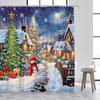 Vianočné sprchové závesy Roztomilý snehuliak Santa Claus Vianočný stromček Zimné mesto Uličná krajina Kúpeľňový záves Domáca kúpeľňová dekorácia Súprava