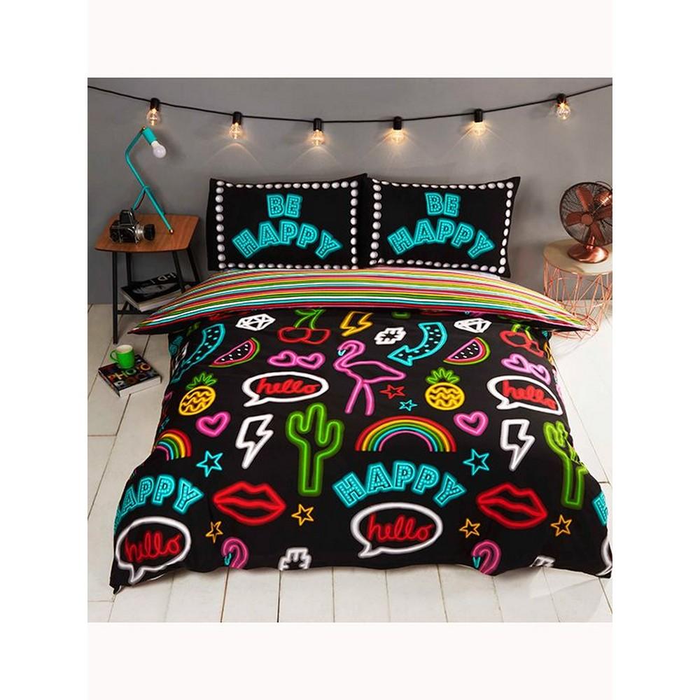 Rapport Juego de Funda Nórdica de Neón Sé Feliz