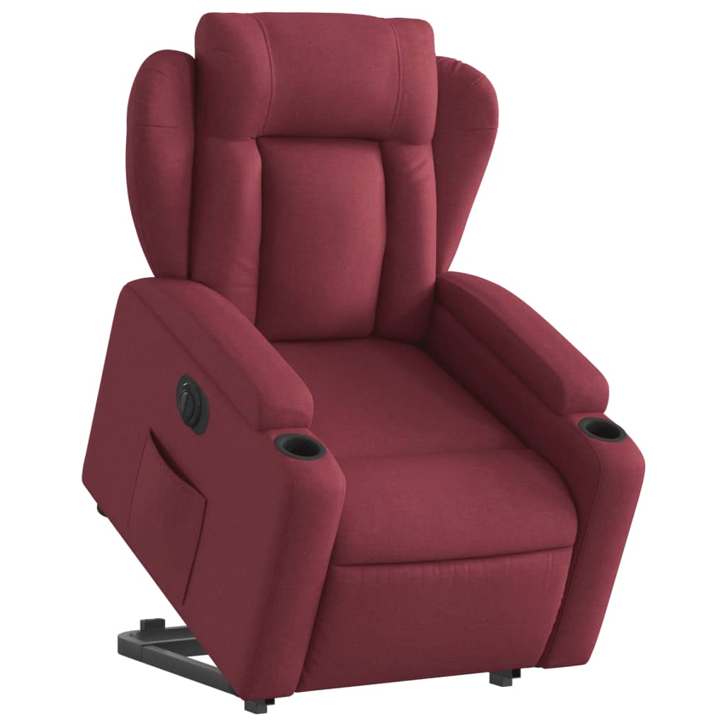 Recliner Chair with Lift Assist Electric Burgundy Fabric