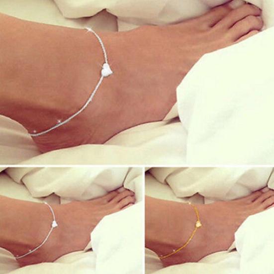 Women Love Heart Ankle Chain Anklet Bracelet Beach Sandal Foot Jewelry