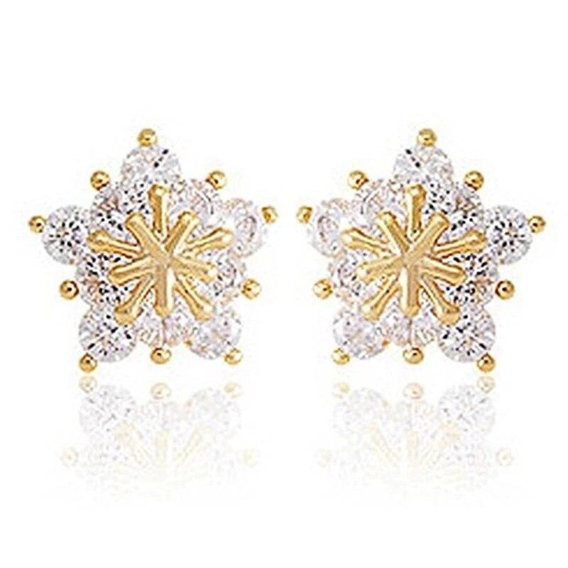 Winter Snowflake Earrings with Dazzling Crystal Cubic Zirconia 3 Metal Colors Delicate Earrings for Women Fashion Jewelry