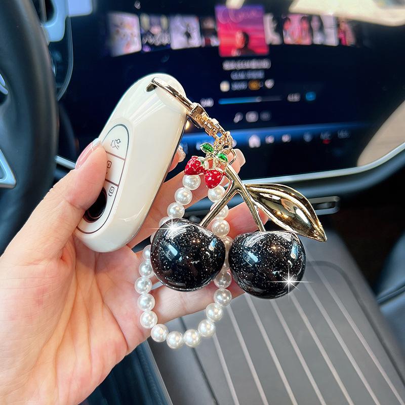 Bag Charm 1PC Sweet Cherry Imitation Pearl Beads Exquisite Bag Pendant Decoration Backpack Accessories Car Jewelry Gift