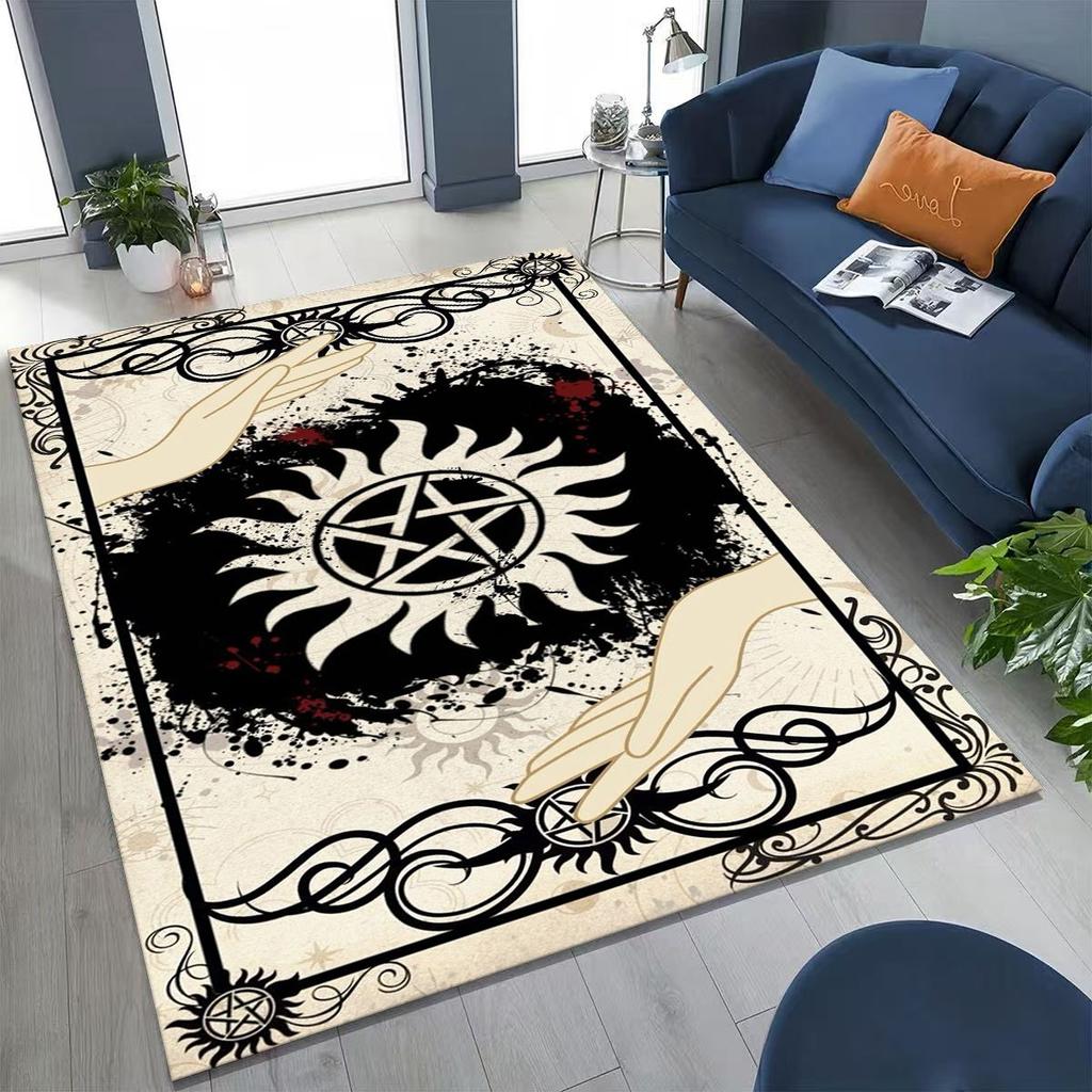 SPN Supernatural Dean Sam Winchester Castiel Rug for Bedroom Living Room Sofa Home Doormat Decor, Large Kids Non-slip Floor Mat