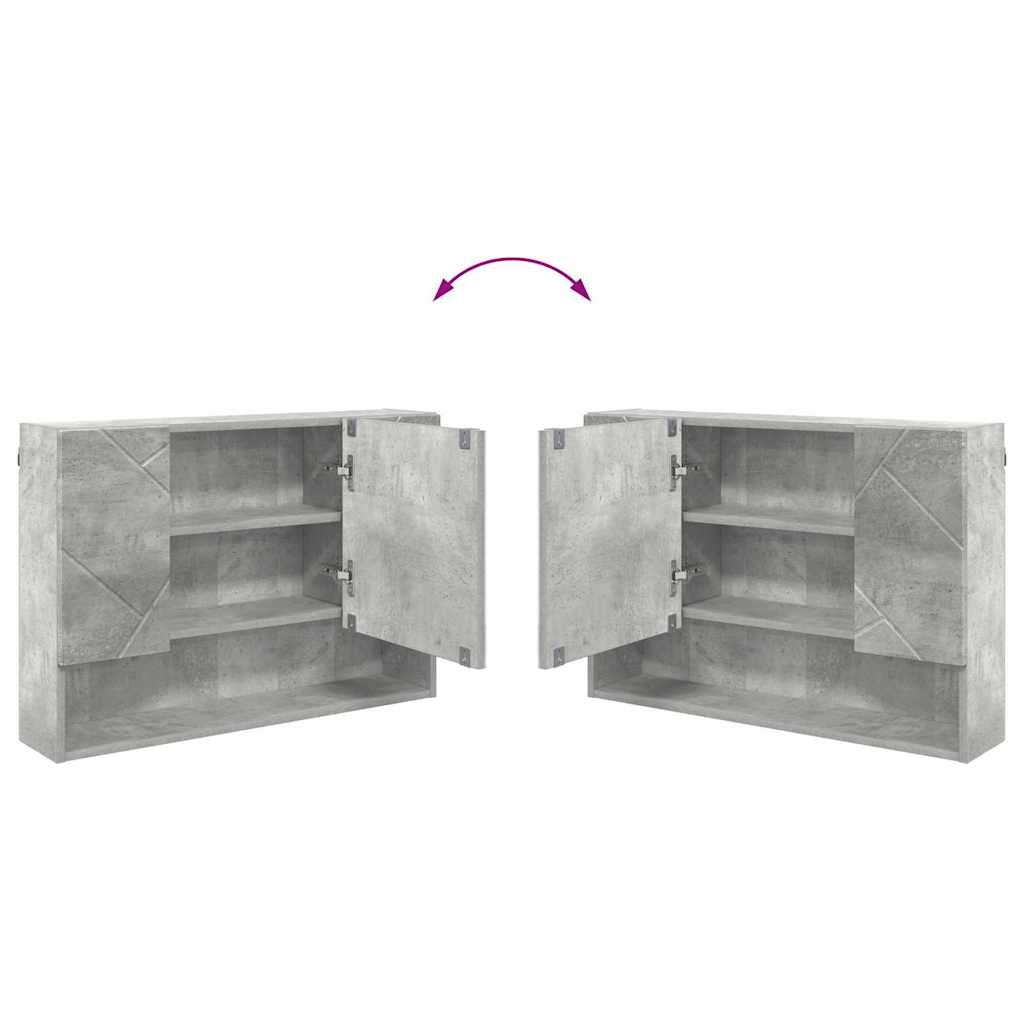 Mirror Cabinet with Door Concrete Grey 80 X 17 X 55 Cm Engineered Wood