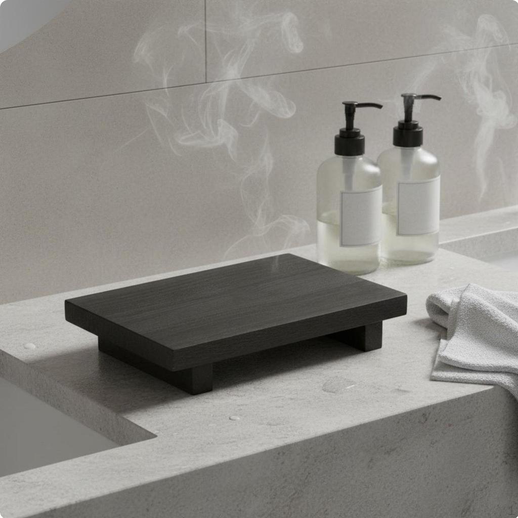 Supporto a Piedistallo in Legno Design Vintage Versatile in Legno Vassoio Rettangolare con Piedi