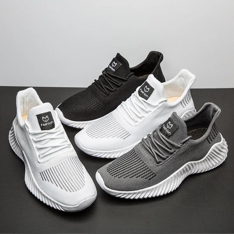 Mode Sommar Herr Sneakers Mesh Andningsbara Vita Bekväma Löparskor Tjock Sula Lätta Casual Sportskor Tenis Masculino