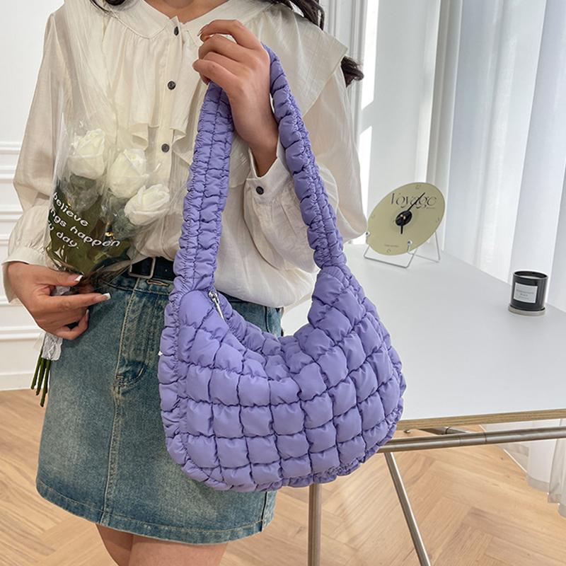 Fashionable Underarm Bag New Cloud Bag Niche High-end Shoulder Bag Down Bag Women Large Capacity Pleated Bubble Bag KTB