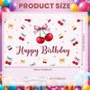 Happy Birthday Banner Sweet Pink Bowknot Cherry Pattern Birthday Party Decoration Backdrop Fruit Theme Photo Background Shoot