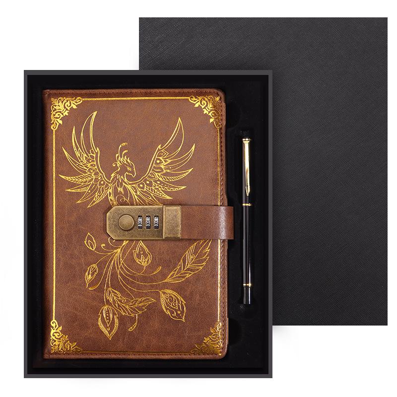 A5 Retro Wachtwoord Notitieboek Geschenkdoos Set: Kantoorzakenvergadering Dagboek met Aanpasbare Logo Optie.