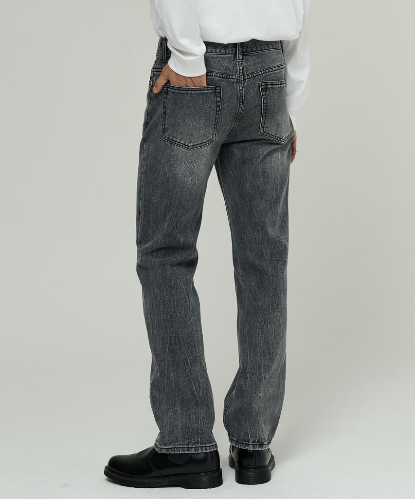 BLOND9 Washed Black Denim Pants [Straight Fit]