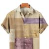 Kurzarm-Revers-Hemd für Herren, geometrischer Druck, Knopfverschluss, schweißabsorbierend, atmungsaktiv, lässig, gestreift, Hawaii-Druck, Streetwear